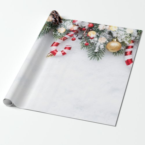 Candy CanePine Tree BranchesBalls Wrapping Paper