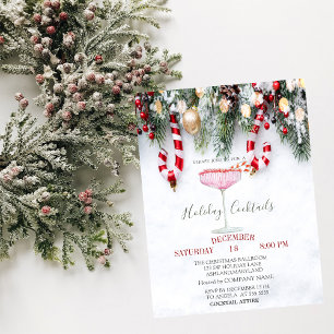 Candy Cane ,Pine Tree Branches Drink Invitation