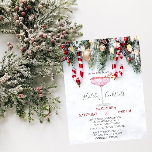 Candy Cane Pine Tree Branches Drink Invitation