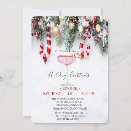 Candy Cane Pine Tree Branches Drink Invitation