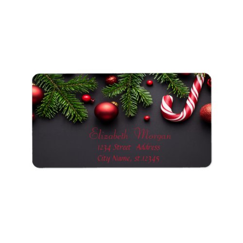 Candy Cane Pine Tree Christmas Balls Label