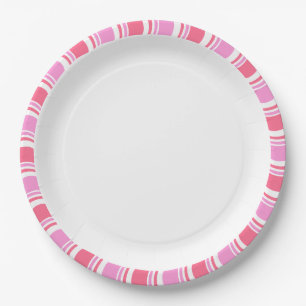 Candy Cane Pink and White Christmas Pattern Paper Plates