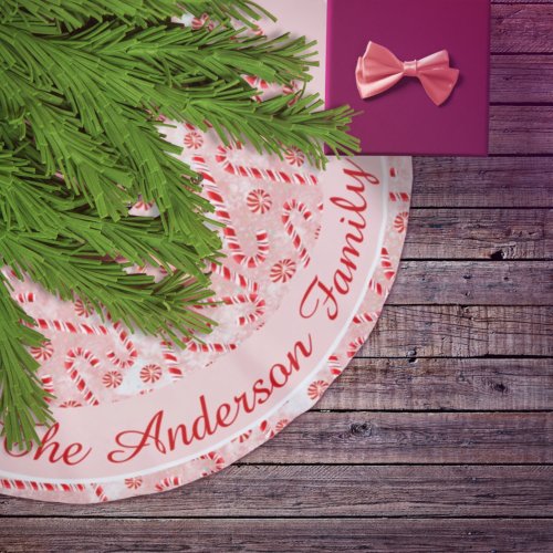 Candy Cane pink Christmas  Brushed Polyester Tree Skirt
