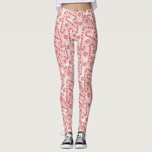 Candy Cane pink Christmas  Leggings