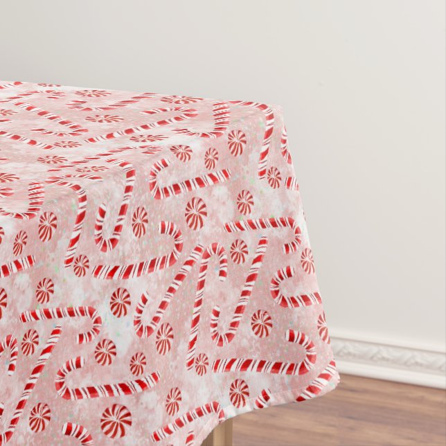 Candy Cane pink Christmas  Tablecloth (In Situ)