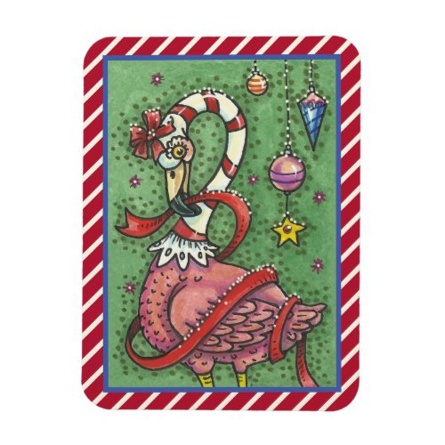 CANDY CANE PINK FLAMINGO CHRISTMAS MAGNET