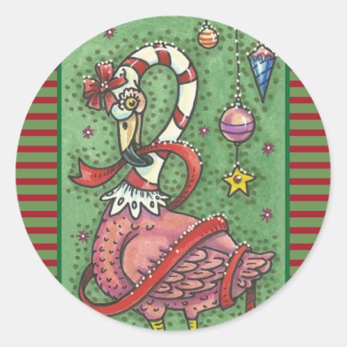 CANDY CANE PINK FLAMINGO CHRISTMAS STICKERS Sheet