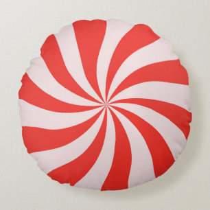 Candy Cane Pinwheel  Round Pillow