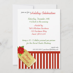 Candy Cane Present Holiday Party Invitaiton Invitation
