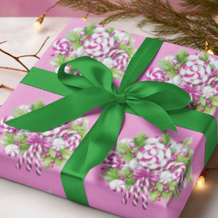 Candy Cane Purple and Pink Christmas Wrapping Paper