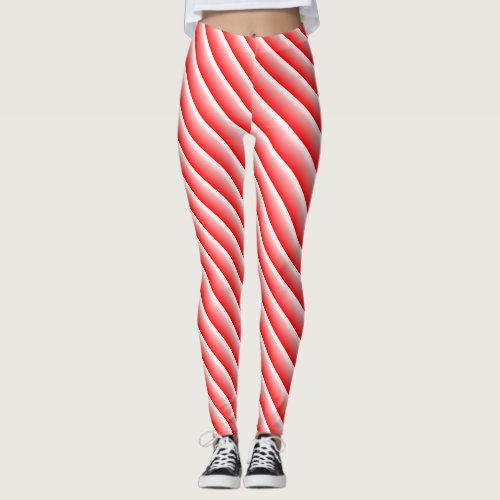 Candy cane racing stripe leggings