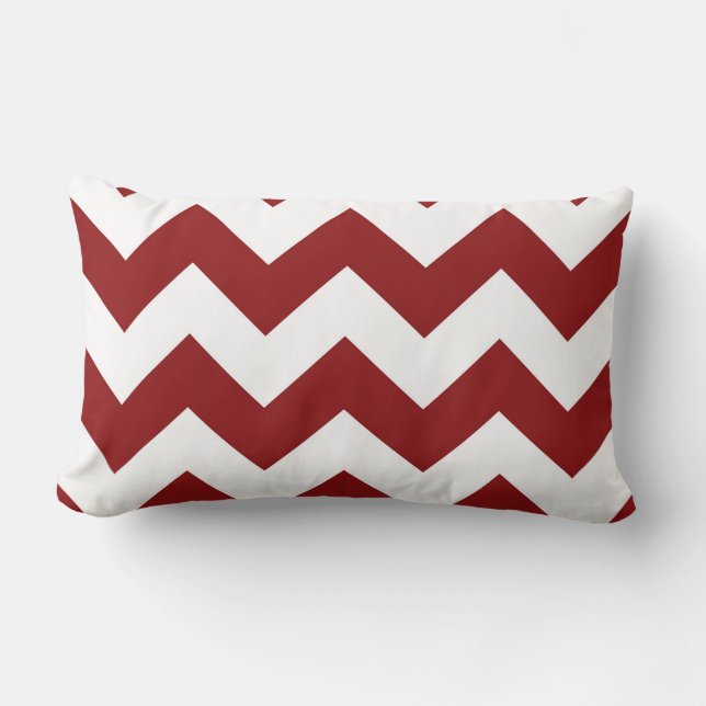 Candy Cane red and White Chevron lumbar pillow (Front)
