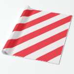 Candy Cane Red And White Diagonal Stripes Wrapping Paper at Zazzle