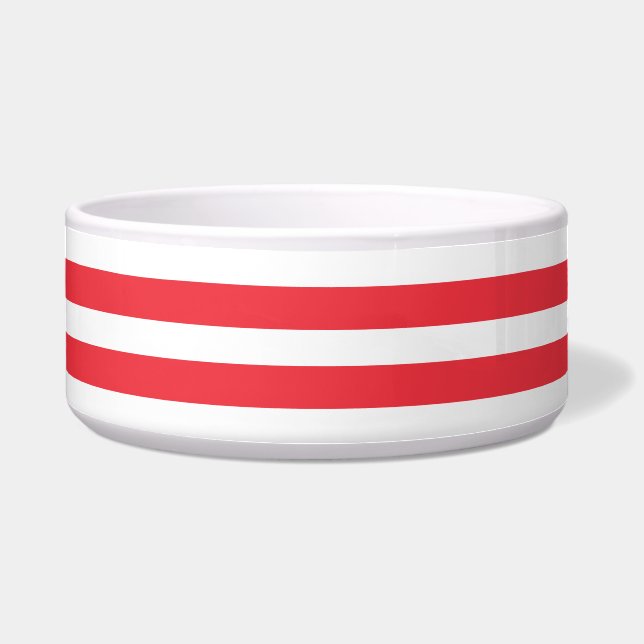 Candy Cane Red and White Simple Horizontal Striped Bowl (Front)