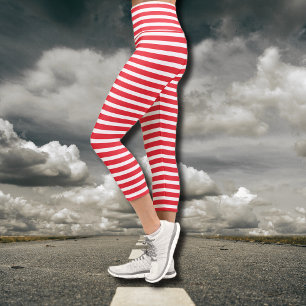 Red and white leggings fashion