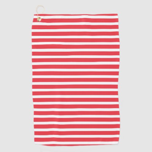 Candy Cane Red and White Simple Horizontal Striped Golf Towel