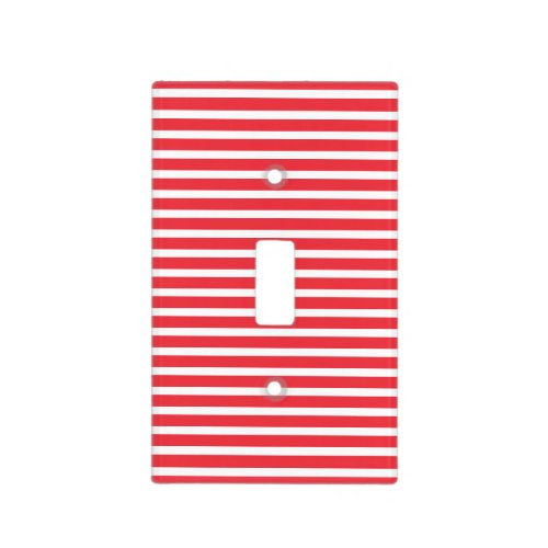Candy Cane Red and White Simple Horizontal Striped Light Switch Cover