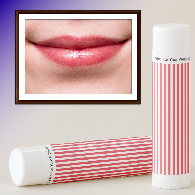 Candy Cane Red and White Simple Horizontal Striped Lip Balm (Creator Uploaded)