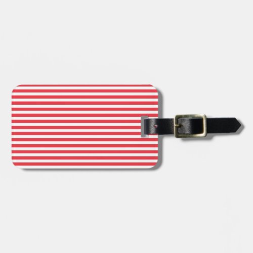 Candy Cane Red and White Simple Horizontal Striped Luggage Tag