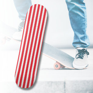 Candy Cane Red and White Simple Horizontal Striped Skateboard