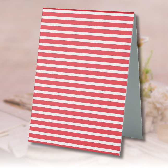 Candy Cane Red and White Simple Horizontal Striped Table Tent (Creator Uploaded)