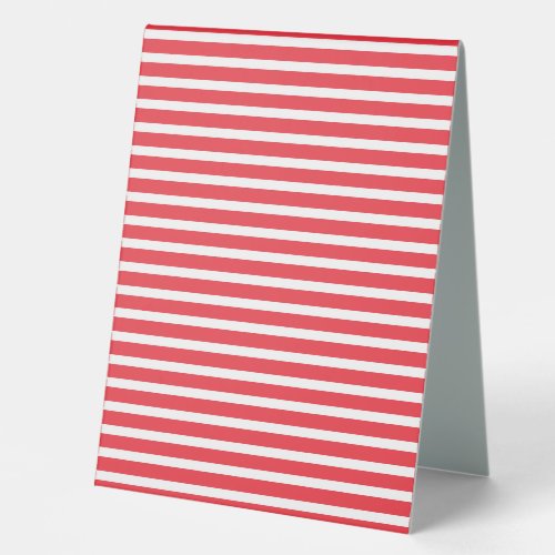 Candy Cane Red and White Simple Horizontal Striped Table Tent Sign