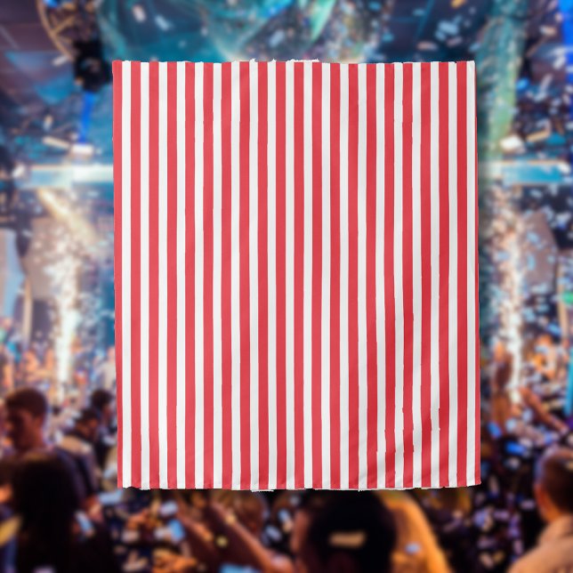 Candy Cane Red and White Simple Horizontal Striped Tapestry (Creator Uploaded)