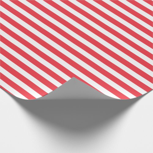 Candy Cane Red and White Simple Horizontal Striped Wrapping Paper