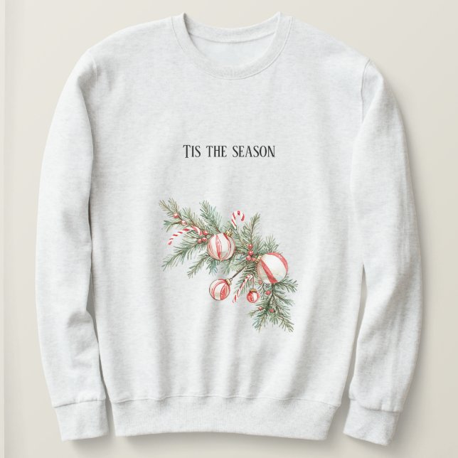 Candy Cane Red Christmas Sweatshirt (Design Front)