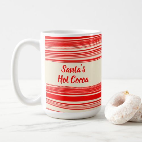 Candy Cane Red Cream Pattern Santas Hot Cocoa Coffee Mug