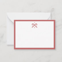 Candy Cane Red Custom Initial Note Card