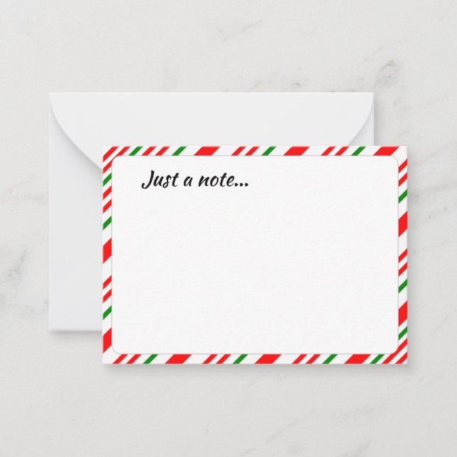 Candy Cane Red Green White Christmas Just a Note (Front)