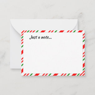 Candy Cane Red Green White Christmas Just a Note Card