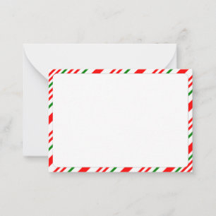 Candy Cane Red Green White Christmas Pattern Blank Note Card