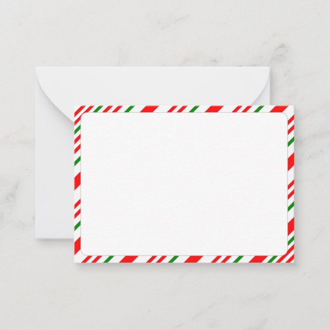 Candy Cane Red Green White Christmas Pattern Blank Note Card (Front)