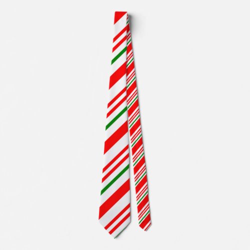 Candy Cane Red Green White Christmas Pattern Neck Tie