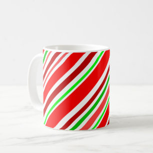 Candy Cane Red Green White Stripes Festive Coffee Mug
