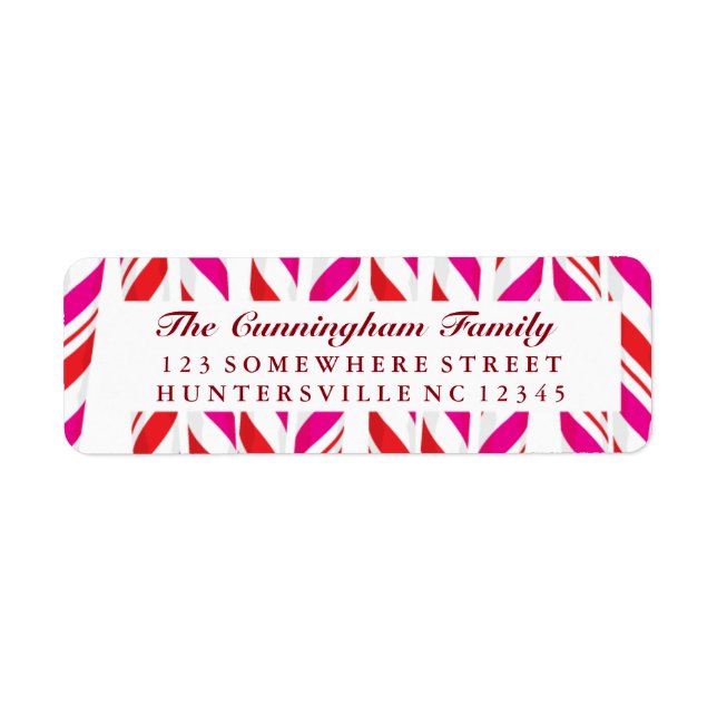 Candy Cane Red & Pink Background Label (Front)