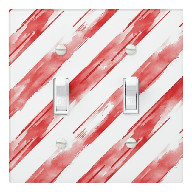 Candy Cane Red Stripes Christmas Light Switch Cover (In Situ)