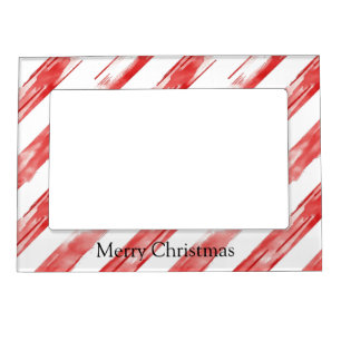 Candy Cane Red Stripes Christmas Magnetic Frame