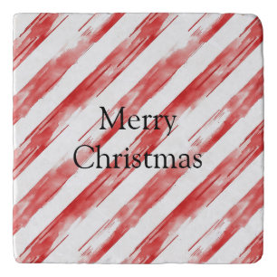 Candy Cane Red Stripes Christmas Trivet