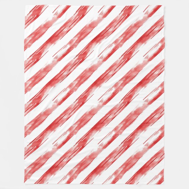 Candy Cane Red Stripes Fleece Blanket (Front)