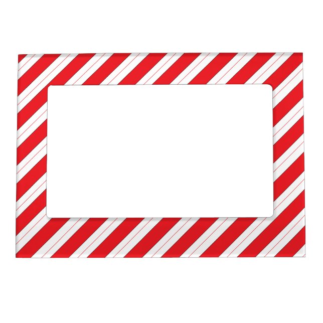 Candy Cane Red Stripes Magnetic Frame (Front)