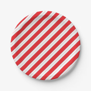 Candy Cane Red Stripes Paper Plates