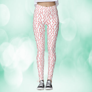 Candy Cane Red White Pattern Leggings