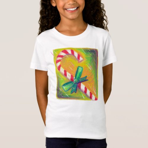 Candy Cane Red White Striped Christmas Artistic T_Shirt