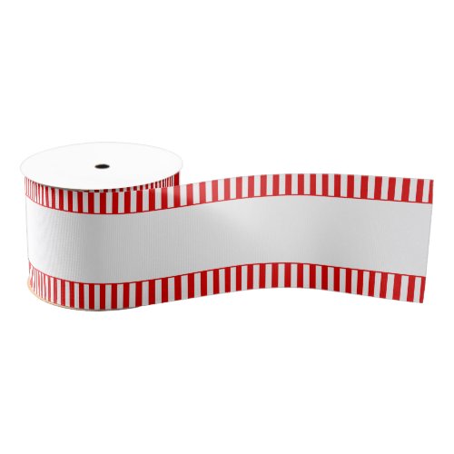 Candy Cane Red White Striped Edge Grosgrain Ribbon
