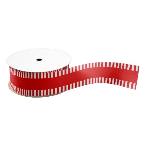 Candy Cane Red White Striped Edge Grosgrain Ribbon