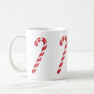 Candy cane red white stripes on pink watercolor coffee mug