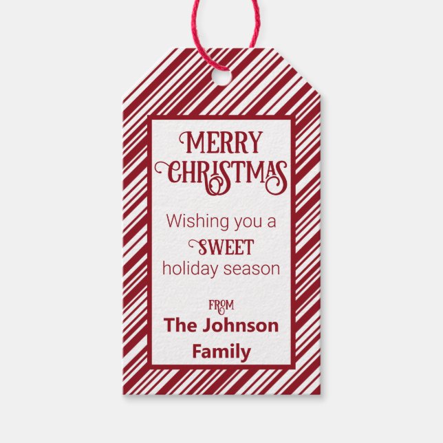 Candy Cane Retro Gift Tags (Front)